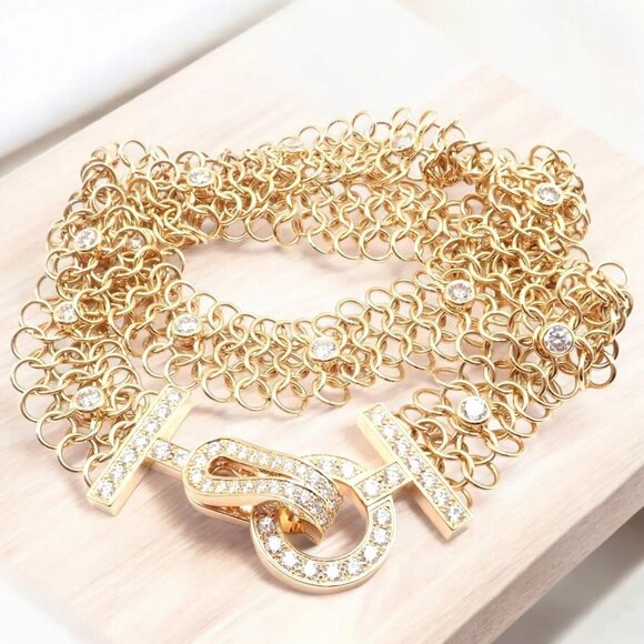 Authentic! Cartier Agrafe 18k Rose Gold Diamond Link Bracelet Size 17 Paper - Picture 2 of 12